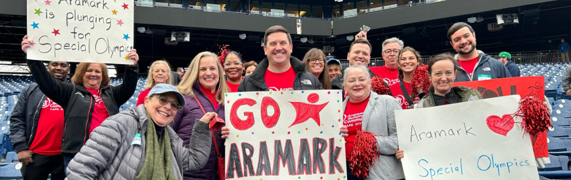 Aramark employees cheering on the team in Philadelphia